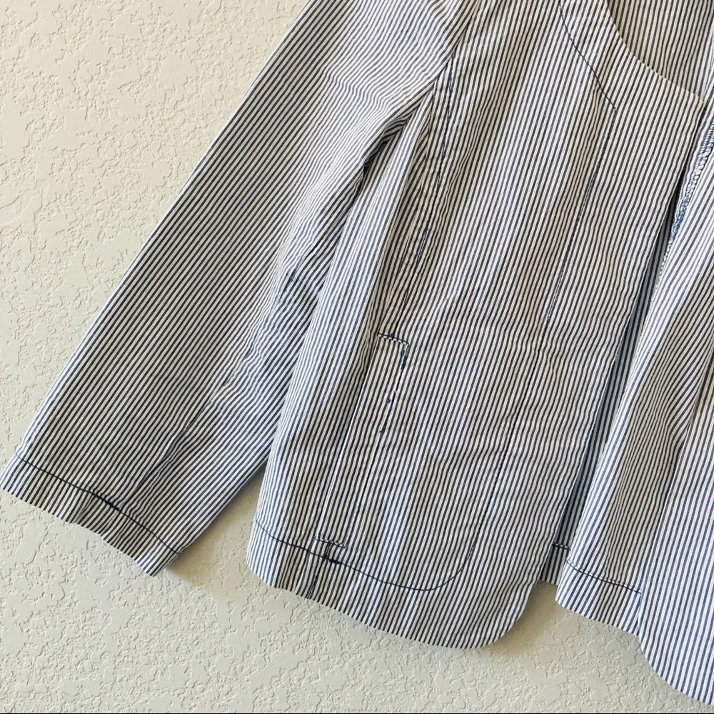 Frenchi Blue White Pinstripe Cropped Jacket Medium
